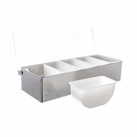 CONDIMENT TRAY STAINLESS WITH 4/ PINT INSERTS