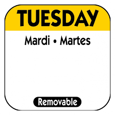 DAY LABEL TUESDAY 1X1 TRILINGUAL REMOVABLE  1M/RL
