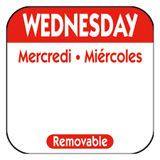 DAY LABEL WEDNESDAY 1X1 TRILINGUAL REMOVABLE   1M/RL