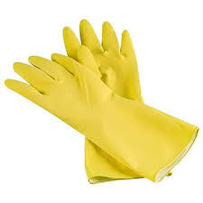 LARGE FLOCK LINED LATEX GLOVES YELLOW