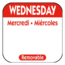 R103R DAY LABEL WEDNESDAY 1X1 TRILINGUAL REMOVABLE   1M/RL