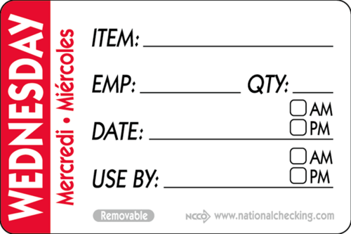 RIDU2303 DAY "WED"  TRILINGUAL REMOVABLE  (500/RL)