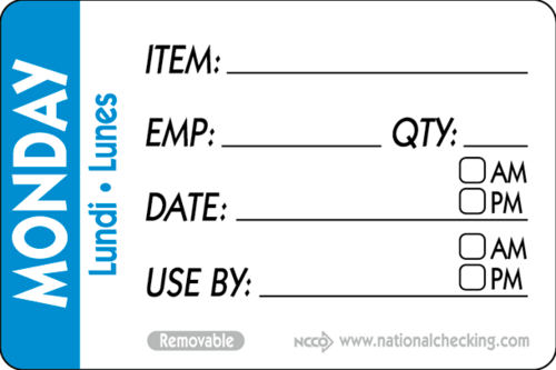 RIDU2301 DAY "MON"  TRILINGUAL REMOVABLE (500/RL)