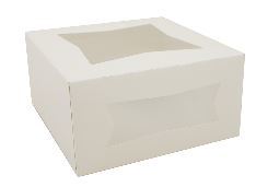 BAKERY BOX 8X8X4 WHITE W/ WINDOW  150/C