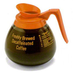BF-8901 COFFEE DECANTER DECAF GLASS ORANGE HANDLE