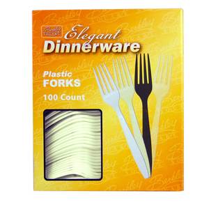 PLASTIC FORKS HEAVY CHAMPAGNE (10/100) *494D-B2