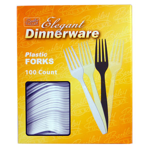 PLASTIC FORKS HEAVY WHITE BOXED  (10/100) AFHWPSW10100