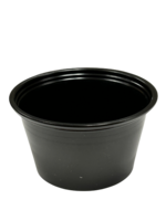 SOUFFLE 4 OZ PLASTIC BLACK USES LID CPCL04  25PK/100/CS