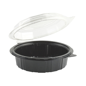 PLASTIC CONTAINER 7.5" DEEP CLEAR DOME/ BLACK BASE   (100/CS)