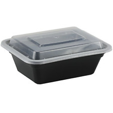 MT6110B 12OZ RECTANGULAR BLACK MICROWAVABLE CONTAINER WITH LID (150/CS)