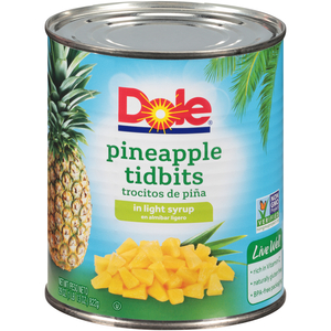 PINE303TB DOLE PINEAPPLE TIDBITS IN LIGHT SYRUP 29OZ CAN  12EA/CS