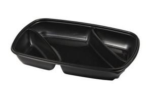 SAB71335B150 36OZ 3-COMPARTMENT BLACK CONTAINER (150) USE: 52173B150 LID