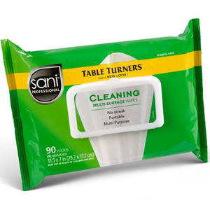 SANIWIPEPKT CLEANING WIPE NSF TABLE TURNER  12PK OF 90/CS  GREEN