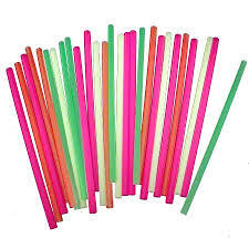 8" FAT STRAW ASSORTED NEON COLORS    (6BX/400)