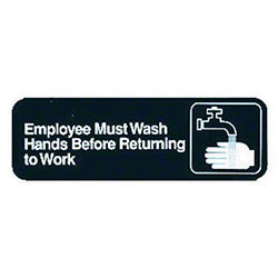 SIGN "EMPLOYEES MUST WASH HANDS" BLACK /WHITE 3X9