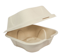 6X6X3 COMPOSTABLE FIBER HINGED CONTAINER (500/CS)