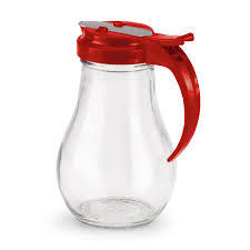 VOL-614-02 SYRUP DISPENSER 14OZ GLASS W/ RED TOP